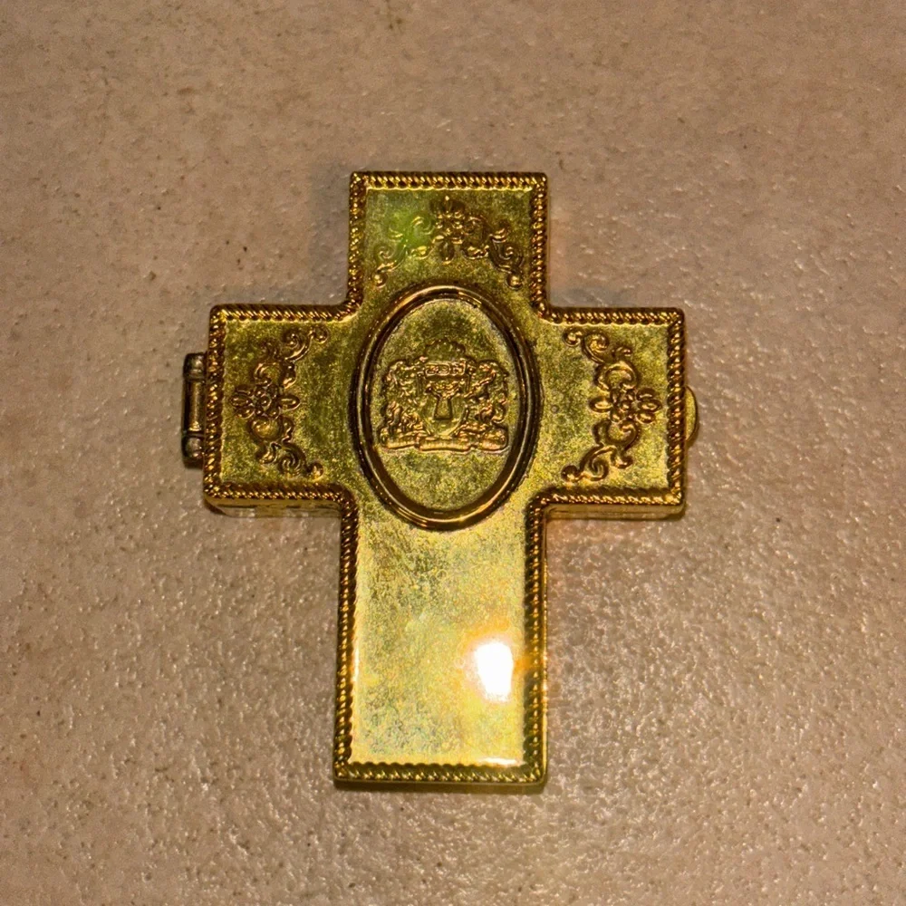 Vintage Gold Trinity Trinket Box  TBN Cross Box Christian